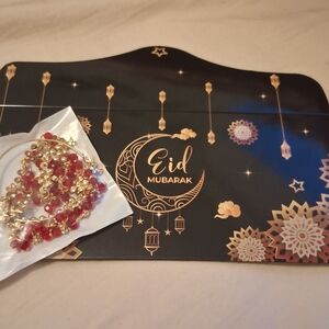 Eid Mubarak Gift Set with Red and Gold Jewelry